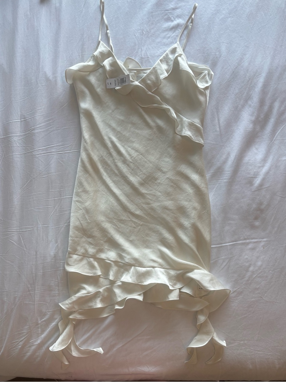 Aritzia Ivory Satin Ruffle Cami